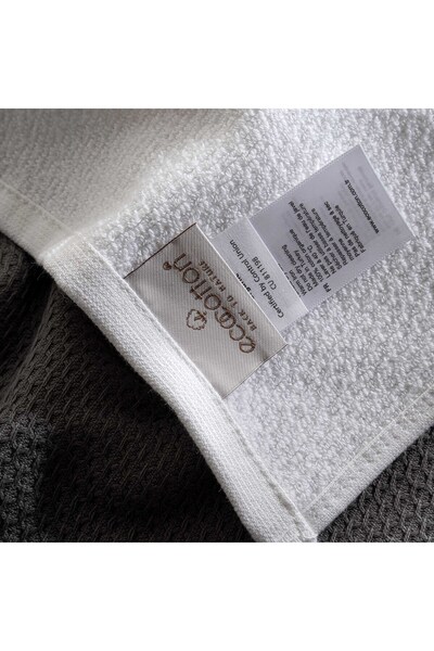 Ecocotton Elvin 2-Piece Drying Towel 100% Organic Cotton Special Weaving Gray-Cream 40X60 cm