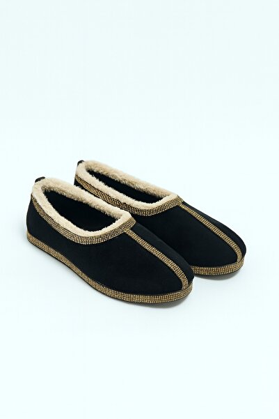 Giydim Gidiyor Fifth Kristal Taşlı Süet Ayakkabı Siyah