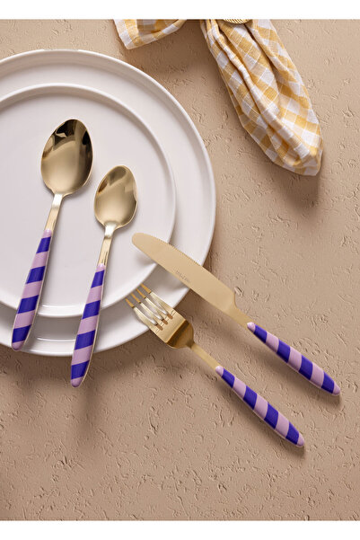 The Mia Joy Cutlery Set Purple Gold 24 Pieces