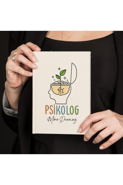 Hediyesepeti Canvas Notebook with Name Written as a Gift for Psychologist