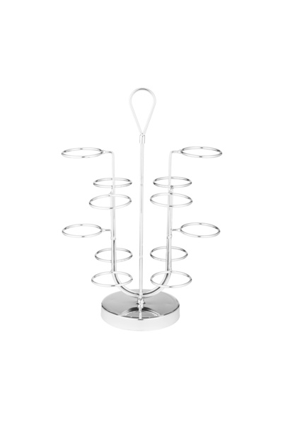 ABAREEK Arabic Coffee Cup Holder Stand - Silver Stainless Metal