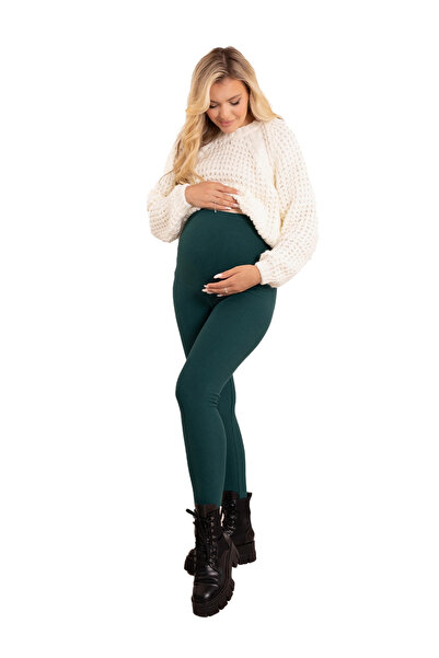 Formommy Thick maternity tights, for cold weather, Oeko-Tex, cotton/elastane, size M, green