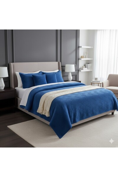 CEYLİNE VİCENZA ÇİFT KİŞİLİK TAY TÜYÜ YATAK ÖRTÜSÜ LACİVERT
