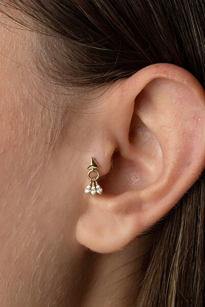 Safir Kuyumculuk Üçgen Taşlı Piercing-tragus