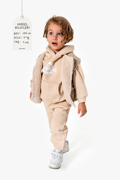 Jikko Baby 3-Piece Unisex Baby Set with Hooded Vest 8173