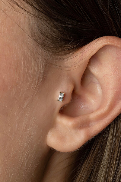 Safir Kuyumculuk Altın Baget Taşlı Tragus Piercing