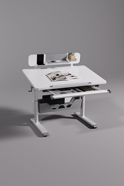 Creo Mobili Mini Vega Standart Çekmeceli Çalışma Masası, Yükseklik Ayarlı Çoc...