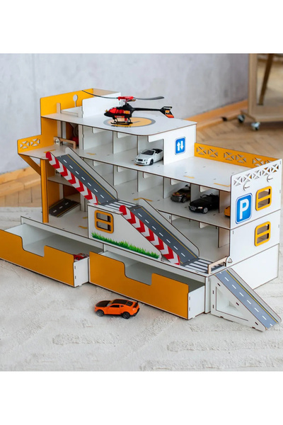 Onix Home Asansörlü Premium Büyük Oyuncak Araba Garajı, Çocuklar İçin Kendin Yap Park ve Garaj