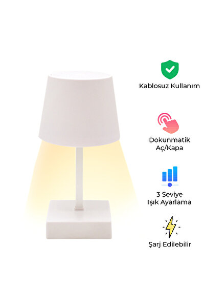 Genel Markalar BB-16 Dokunmatik Masa Lambası | Şarjlı & Ayarlanabilir Işık Seviyesi, Modern Alüminyum