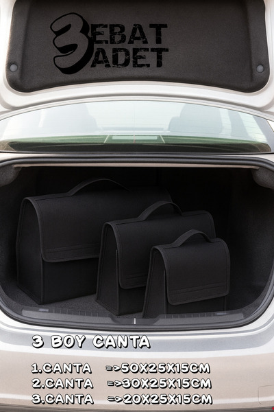 AldımAldım 3 Adet Oto Bagaj Çantası Araba Bagaj Çantası Araç Içi Bagaj Organi...