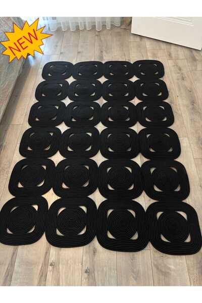 MaVaux Lavande El Yapımı Halat Kilim – Modern Kare Formlu Dekoratif Tasarım K...