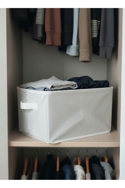 SER&YAT Οργανωτής ραφιών 25 cm – Λευκό ύφασμα μεσαίου πάχους |   2 Τεμάχια |   Αναδιπλούμενος οργανωτής ρούχων με ατσάλινη βάση