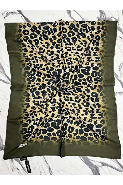 MERAM BUTİK Silk Leopard Printed Organic Cotton Shawl - 9