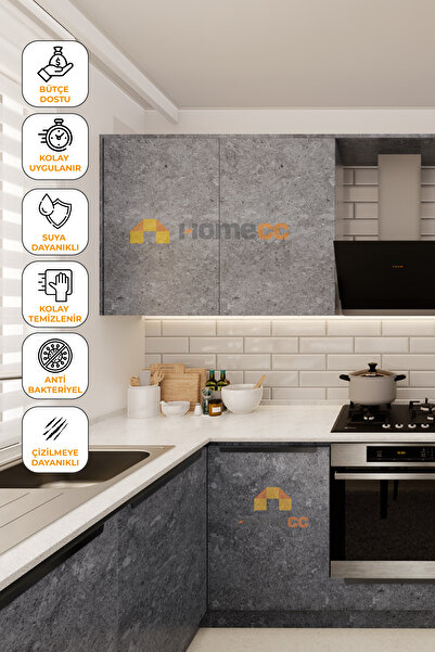 HOMECC İNTERİOR Yapışkanlı Folyo - Füme Granit Kaplama Folyosu - Mobilya Duvar Kapı - 120cm Genişlik - ST671