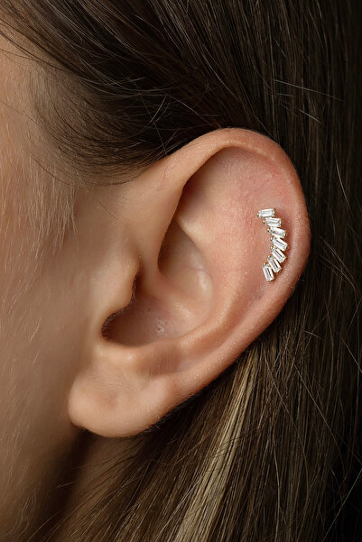 Safir Kuyumculuk Altın Baget Taşlı Tragus Piercing