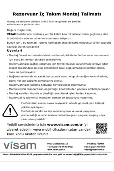 Visam Teos Rezervuar Iç Takımı