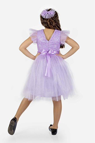 Mnk Baby&Kids Roza Dantel Tütü Kız Çocuk Abiye Elbise MNK0546 LİLA