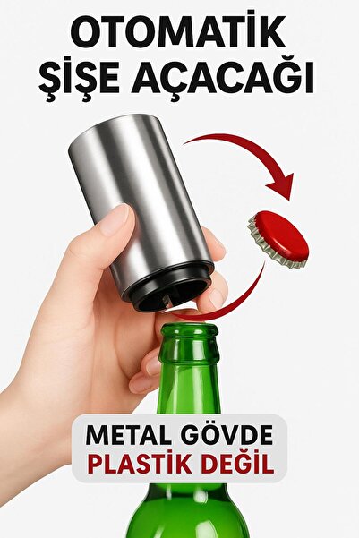 babikamium Otomatik Açacak Manyetik Meşrubat Kapak Açacağı Gümüş Renk Metal K...