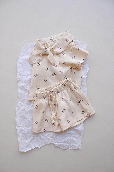 Oh La La Koala For Little Ones Cherry Baskı Kaşkorse Yaka Bağlamalı Takım