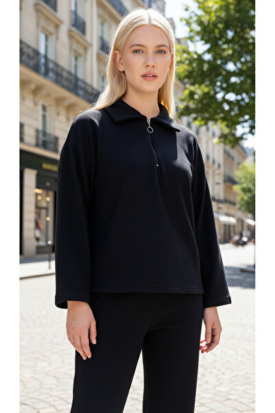 trendlina Σετ με μισό φερμουάρ κάτω από το επάνω μέρος από φλις