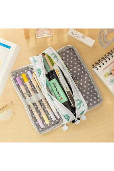 fulina Large Pencil Case Big Capacity 3 Compartments Canvas Pencil Pouch for Teen Boys Girls Students