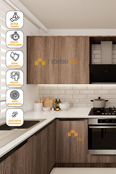 HOMECC İNTERİOR Klasik Meşe Yapışkanlı Kaplama Folyo 120 cm – Mobilya, Duvar, Kapı, Mutfak İçin – PW718 - PW718