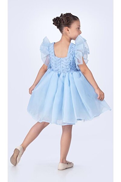 Mnk Baby&Kids Maronia Kız Çocuk Prenses Model Abiye Elbise - M00746 MAVİ