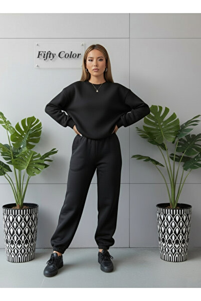 İnsane Minds Combinație de 2 bucăți de hanorac negru și pantaloni de trening ...