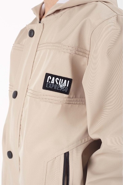 Mnk Baby&Kids Boy's Seasonal Water Repellent Raincoat with Snap Closure Pocket M00753 Beige