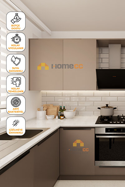 HOMECC İNTERİOR Tarçın Beji Yapışkanlı Kaplama Folyo 120 cm – Mobilya, Duvar, Kapı, Mutfak İçin – KS483 - KS483