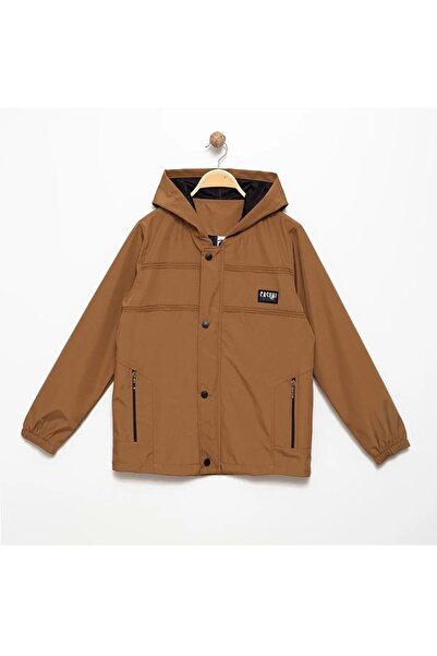 Mnk Baby&Kids Boy's Seasonal Water Repellent Raincoat with Snap Closure Pocket M00753 Brown