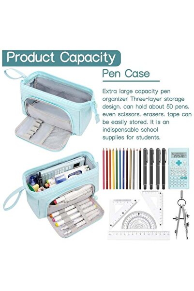 fulina Large Pencil Pouch Big Pencil Case Aesthetic Pencil Bags with Zipper Pencil Cases Glacier Blue