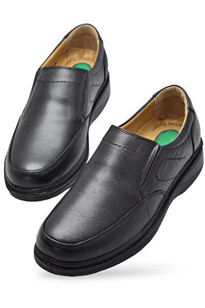 Wallerjon Men's Genuine Leather Daily Orthopedic Flexible Dad Shoes with Heel Gel