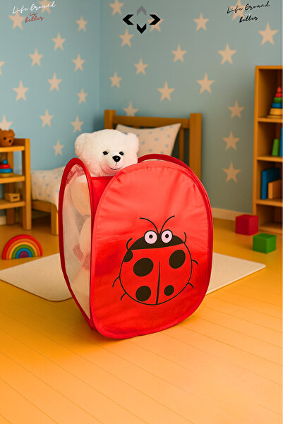 LİGROUND 1 PCS Katlanabilir Desenli Çamaşır Sepeti Hurç Oyuncak Toplama Kutusu Çok Amaçlı File Çamaşırlık