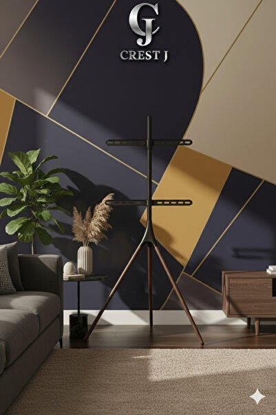 Crestj امل تلفزيون أرضي حديث، حامل تلفزيون عالمي مع دوران 180 درجة، حامل تلفزيون زاوية مع قاعدة ثلاثية