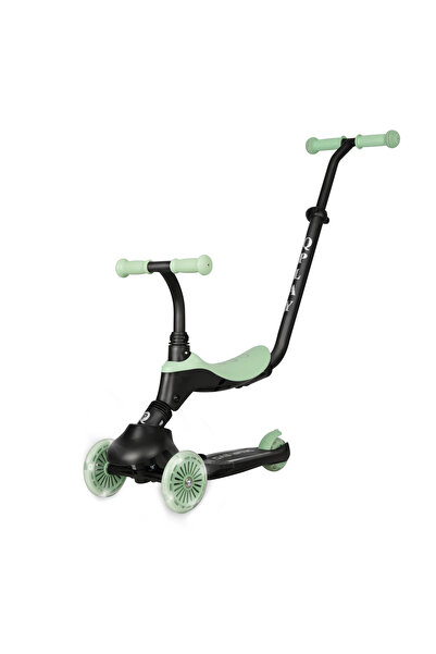 QPLAY Sema EVO 5-in-1 Ride-On Scooter with Seat, LED Lights, Foldable - Green