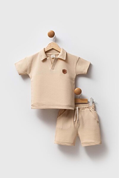 Mnk Baby&Kids Dečački set šortsa od vafel tkanine M00732 BEŽ