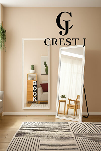 Crestj مرآة مع حامل وإطار مزخرف - أبيض وذهبي