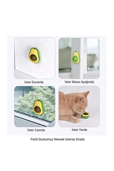 rianka Adhesive Catnip 360 °   Spinning Avocado Cat Lick Ball Catnip