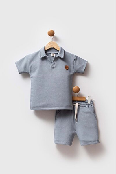Mnk Baby&Kids Dečački set šortsa od vafel tkanine M00732 SIVI