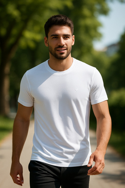 Maccali Ανδρικό κοντομάνικο καλοκαιρινό βαμβακερό λευκό μπλουζάκι Basic