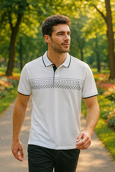 Maccali Ανδρικό κοντομάνικο μπλουζάκι με λευκό γιακά πόλο