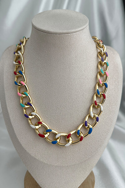 Modex قلادة سلسلة سميكة مطلية بالمينا الملونة (40+5 سم)
