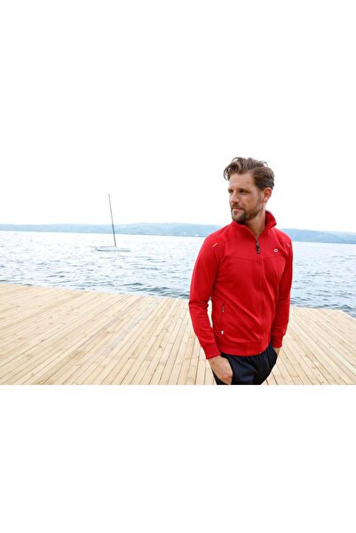Piyera Men's Two Thread Diving Fabric Zippered Red Sports Tracksuit Set - 7506