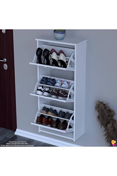 Modilayn WEST Asma Antre 52x116x 26 cm’ lik 3 Düşer Kapak 6 Göz Bölmeli Ayakkabılık