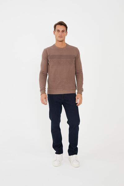 Maccali Μακρύ ανδρικό φούτερ με μοτίβο Mink Crew Neck