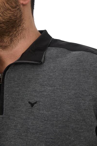 Maccali Ανδρικό φούτερ με μισό φερμουάρ, μεγάλου μεγέθους, ανθρακί