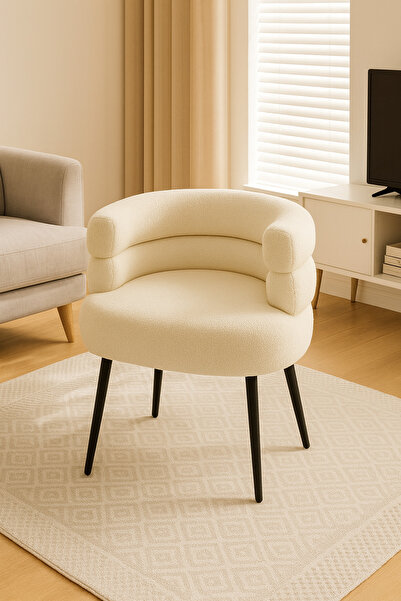 HOMEZ NEED Single chair - white bouclé fabric