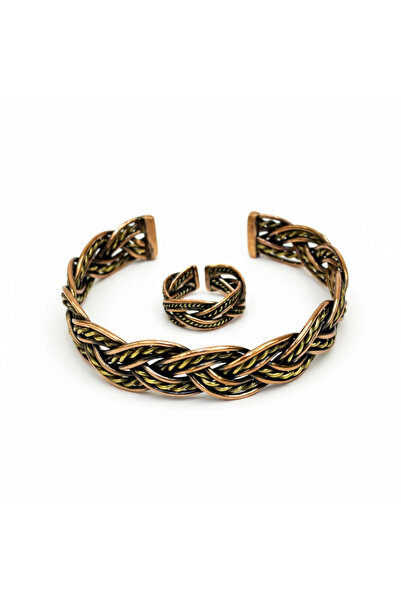 EFEMİR Copper and Brass Wire Knitted Bracelet and Ring