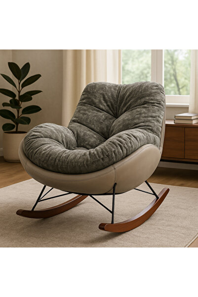 HOMEZ NEED Tiffany and Beige Rocking Chair